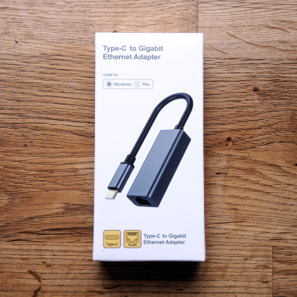 Package of USB-C to Ethernet adapter